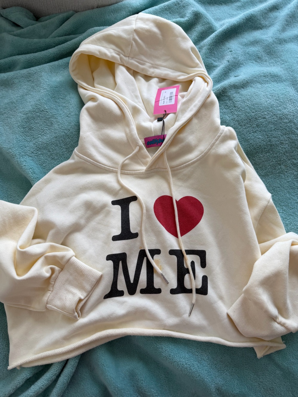 Cream I ♥ ME Graphic Hoodie